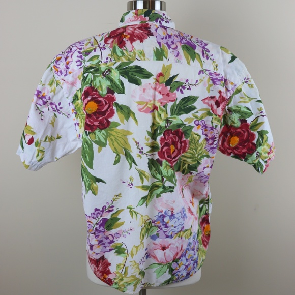 Takeaway Floral Print Short Sleeve Shirt Size M - Picture 4 of 8
